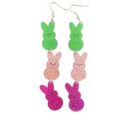 Easter Earrings Glitter Rabbit Acrylic Drop Dangle Earrings for Women Cute Animals Bunny Dangling Earrings Happy Easter Letter Cross Teardrop Hook Earrings Holiday Jewelry Gifts, Acrylic, Agate