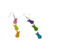 Easter Earrings Glitter Rabbit Acrylic Drop Dangle Earrings for Women Cute Animals Bunny Dangling Earrings Happy Easter Letter Cross Teardrop Hook Earrings Holiday Jewelry Gifts, Acrylic, Agate