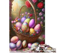 Easter Egg Art Puzzle for Adults And Teenagers 500 Pieces Wooden Puzzles for Teenagers Gifts Brain Teaser Game 500pcs (52x38cm)