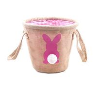 Easter Egg Basket for Kids Bunny Burlap Bag to Carry Eggs Candy and Gifts (Bunny Pink)