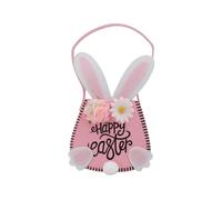 Easter Egg Basket Reusable Bunny Shaped Storage Container with Decorative Handle for Easter Party Favors Candy Treats Home Decor (Pink)
