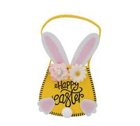 Easter Egg Basket Reusable Bunny Shaped Storage Container with Decorative Handle for Easter Party Favors Candy Treats Home Decor (Yellow)