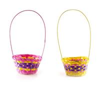 Easter Egg Baskets - 2x Large Egg Baskets, Easter, Yellow Easter Basket, Pink Easter Basket - Easter Egg Hunt Accessory Set
