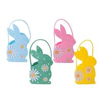 Easter Egg Baskets, Rabbit Shaped Easter Basket - 4 x Boys Girls Egging Feis Easter Baskets - Traditional Scene Props Indoor Outdoor Colourful
