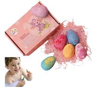 Easter Egg Bath Bombs, 6pcs Easter Bath Bombs for Kids with Hidden Dinosaur Toys Inside, Fun Dino Surprise Easter Gifts for Women,Teenage, Father, Friends (#B)