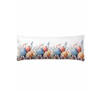 Easter Egg Body Pillow Cover 20 x 54 Inch Decorative Pillow Cover Blue Spring Leaves Pink Floral Watercolor Lumbar Pillowcase Seasonal Rectangle Cushion Case for Couch Sofa Bed Living Room