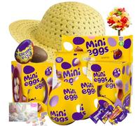 Easter Egg Bundle - Mini Eggs Hamper | Bulk Chocolate Easter Eggs - Medium Eggs, Mini Egg Bar & Bag, Creme Egg, chocolate truffles & Easter Bonnet | Easter Gifts for Egg Hunt & Ester Activity (600g)