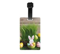 Easter Egg Bunny Grass Wooden Print Luggage Tags for Suitcases Labels Set Travel Essentials Detachable Business Trip