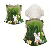 Easter Egg Bunny Grass Wooden Print Pet Breathable Sleeveless Skirt M