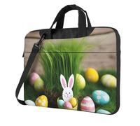 Easter Egg Bunny Grass Wooden Print Ultra-Thin Portable Laptop Bag Briefcase Working Business Casual Shoulder Bags