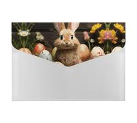 Easter Egg Bunny Plastic Envelopes A4 Size Letter Size Poly Folders with Snap Closure Reusable File Bags Document Holder for Home Work Office Organizer