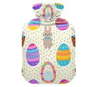 Easter Egg Bunny Rabbit Beige hot-Water Bottle with Soft Cover, 2L hot compresses for The Body for Neck Shoulder Warmer, Period Cramps, Bolsa para agua Caliente