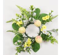 Easter Egg Candle Ring - Easter Candle Rings | Artificial Easter Candle Holder Ring | Flower Garland Spring Wreath | Decorative Pillar Candle Wreath for Home, Kitchen Table Centrepiece