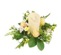 Easter Egg Candle Rings - 25cm Artificial Pastel Wreath, Small Pillar Holder | Spring Holiday Decor, Festive Table Piece, Colorful Speckled Berry Garland, Seasonal Home Ornament Deco