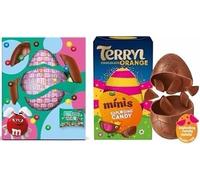 Easter Egg Chocolate Bundle 2026 - Chocolate Orange Easter Egg with Exploding Candy Minis (91g) & M's Minis Milk Chocolate Easter Egg (97g) | Chocolate Hamper Gift for Kids & Easter Treats