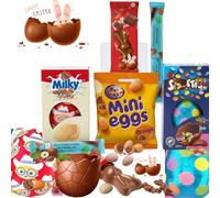 Easter Egg Chocolate Bundle 313g - Cabdury Mini Eggs, Smartties Milk Chocolate Egg, Milkibar White Egg, Malteasers Bunny & Praline Bar - Kids Easter Egg Hunt Chocolate & Gift Set (Orange Mini Eggs)