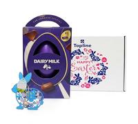 Easter Egg Chocolate Hamper for Easter Gifts - Large Dairy Milk Chocolate Egg with 2 Dairy Milk Bars 245g and Topline Hanging Decoration. Great Sweets Gift Box for Kids Egg Hunt