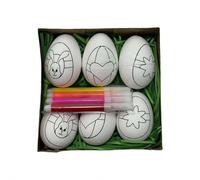 Easter Egg Coloring Kit DIY, 6 Foam Eggs with Pre-Printed Patterns and Colored Markers, Creative Craft Set for Kids, Easter Decorations, Party Favors, Egg Hunt Supplies, Gift Box with PVC Cover (F)