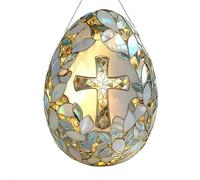 Easter Egg Cross Suncatcher, 2025 Updated Easter Cross Suncatcher Stained Glass Ornaments Hanging Sun Catchers Window Light Catchers Garden Window Decor