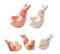 Easter Egg Cup, Easter Bunny Egg Cup, Porcelain, Funny Easter Rabbit Ceramic Egg Cup, Easter Bunny Egg Holder for Easter Decoration, Easter Table Decoration (Pink+White)