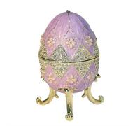 Easter Egg Decor - Russian Easter Egg Replica Extra Large 3.74 inch Hand Painted Jewelry Trinket Box for The Ultimate Home Decor Comes with Gift Vintage Unique Trinket Crown Box (Purple 1pcs)