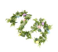 Easter Egg Decor Vine, 160cm Long Design (Eucalyptus Leaf Egg Wreath) | Artificial green leaves, Pastel colored eggs, Spring home decor