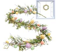 Easter Egg Decoration Garland | 180 cm Artificial Easter Wreath with Eggs | Artificial Spring Decoration | For Home Wall Fireplace Stairs Window