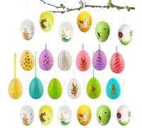 Easter Egg Decorations - 24 Pcs Plastic Easter Hanging Ornaments for Trees, Easter Eggs for Indoor and Outdoor, Colorful Decorative Eggs for DIY Crafts Party School Office Home Decor Easter Gifts