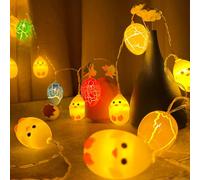 Easter Egg Decorations, 3M 20LED Easter Chicks & Crack Eggs String Lights Battery Operated, Spring Fairy Lights for Party Home Decor (1.5M 10LED)