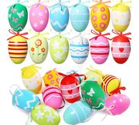 Easter Egg Decorations for Tree, Hanging Eggs, 24pcs Decorative Easter Egg Baubles, Colorful, Lovely and Pretty, Easy to Hang and Sturdy