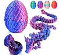 Easter Egg,Dragon Egg,Dragon Eggs with Dragon Inside,12Inch Dragon Toy,3D Printed Dragon Egg Fidget Toys,Dragon Easter Eggs,Crystal Dragon Fidget Toy Mystery Dragon Egg for Autism/ADHD(PurpleBlue)