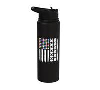 Easter Egg Flag with Bunny Faces Stainless Steel Insulated Water Bottle