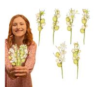 Easter Egg Flower Stems Decorations | 6X Artificial Bouquet Faux Pick Branches | Easter Flowers Sprays Stems with Eggs for Flower Arrangement Home Decor Centerpiece