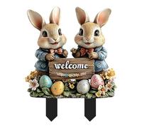 Easter Egg Garden Stakes - Rabbit with Eggs, Decorative Garden Stake, Outdoor Decorations, Animal Garden Stakes, 30cm Acrylic 2D Rabbit Eggs