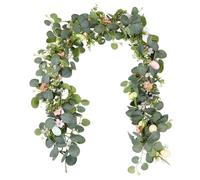Easter Egg Garland, 7ft Easter Wreath - Artificial Eucalyptus Vine with Colorful Eggs, Holiday Spring Decorations for Fireplace, Table, Mantle, Wall, Indoor, Outdoor (H 170cm)