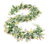 Easter Egg Garland Decor Set of 2, Rustic Artificial Spring Garland with 6.8ft Egg for Hanging, Reusable Easter-Wall-Decor for Fireplace Mantel, Staircase, Window, Indoor Party, Spring Home Decoration