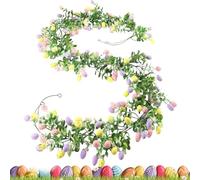 Easter Egg Garland, Easter Wreath Decorations - Artificial Spring Easter Egg Garland, Holiday Spring Decorations Wreath for Home, Front Door, Fireplace, Dinning Table, Wall (A- 210cm)