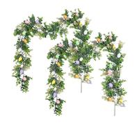 Easter Egg Garland Fireplace Mantel Decor, 2pcs Easter Pastel Egg Spring Garland - 5.7ft Rustic Spring Decor For Home Indoor Party Wall Mantel Stairs Window