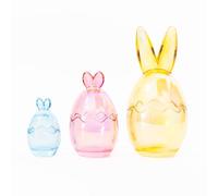 Easter Egg Glass Jars with Bunny Ears - Set of 3 Multicolour Mini Decorative Jars - Reusable Spring Home & Table Decoration Container (Colourful)