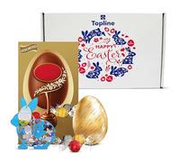 Easter Egg Hamper - Luxury Milk Chocolate Egg with Assorted Truffles 260g Chocolates Gift Box and Wooden Topline Easter Decoration, Easter Gifts for Women