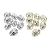 Easter Egg Hanging Ornaments | 16PC Silver Mosaic Foam Filled Eggs | 4x6 cm Glass Mosaic Eggs Easter Basket Stuffer | Gold Egg Spring Easters Ornaments Home for Adults, Kids