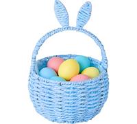 Easter Egg Hunt Basket for Kids Wicker Rattan Decorative Basket with Handle, Perfect for Easter Egg Hunting, Toy Storage & Easter Home Decor