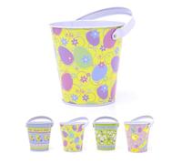 Easter Egg Hunt Bucket Tin | Easter Basket Tin Easter Egg Collection Bucket With Handle | Candy Bucket Pail Easter Gifts - Design Varies One Supplied