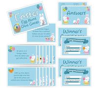 Easter Egg Hunt Clue Cards for Children Kids - Large Easter Scavenger Hunt Indoor Reusable Cards Household Activity with Winning Certificates