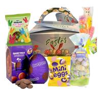 Easter Egg Hunt Hamper for Kids - Bulk Easter Eggs & Sweets Gift Box for Boys & Girls - Includes Buttons Chocolate Egg, Mini Eggs, Gummy Rabbits, Jelly Bunny & Easter Lollipops
