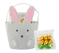 Easter Egg Hunt Set - Bunny Basket with Chocolate Eggs & Activity Cards - Reusable Felt Easter Basket with Colouring Card - Kids Easter Gift for Egg Hunts & Spring Celebrations