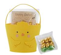 Easter Egg Hunt Set - Chick Basket with Chocolate Eggs & Activity Cards - Reusable Felt Easter Basket with Colouring Card - Kids Easter Gift for Egg Hunts & Spring Celebrations