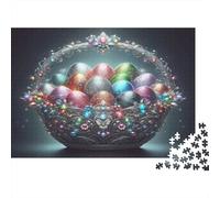 Easter Egg Jigsaw Puzzles Jewel Encrusted Design 1000 Pieces Recycled Paper for Adults Puzzle Impossible Challenging Game Home Activity Women Men 70x50cm/1000pcs