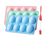 Easter Egg Moulds - 3-Piece Set, Non-Stick Tray with 8 Cavities, Easy Removable Food Grade Baking Accessories, Chocolate Candy Fondant Cake Decorating Tool for Spring