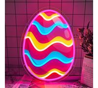 Easter Egg Neon Sign Led Easter Decorations UV Printing Colorful Egg Neon Lights USB Powered for Wall Decor Living Room Home Window Yard Sign Kid's Bedroom Spring Party, 15.7 x 11.8 Inch